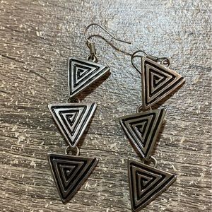 Silver triangle drop earrings